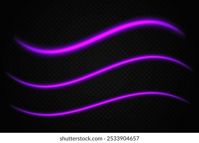 Glowing purple light waves. Neon, abstract, curved lines, energy, futuristic, vibrant, flow, dynamic, motion, bright streaks, digital effect, modern, illuminated.