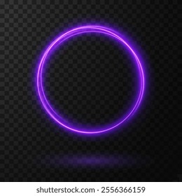 Glowing Purple Neon Ring Frame: Magic Twirl Light Effect for Dark Backgrounds and Elegant Designs