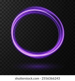 Glowing Purple Neon Ring Frame: Magic Twirl Light Effect for Dark Backgrounds and Elegant Designs
