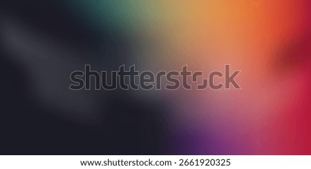 Glowing purple red yellow orange black abstract color gradient banner poster cover design, dark grainy texture, copy space