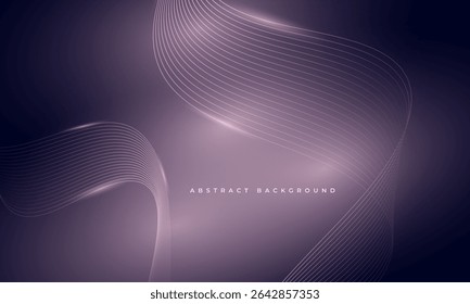 Glowing purple shades pastel color wavy lines on dark technology abstract background. Digital hi-tech vector illustration with particle striped wave lines