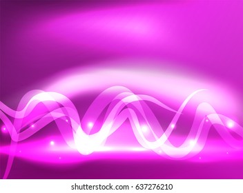 Glowing purple shiny wave background, vector energy concept illustration