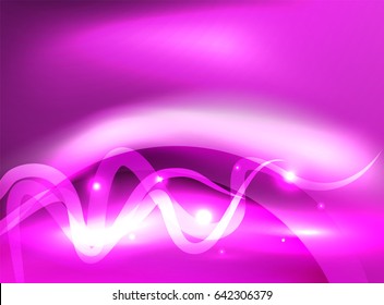 Glowing purple shiny wave background, vector energy concept illustration