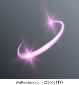 Glowing purple speed lines. Light glowing effect. Abstract lines of motion. Light trail wave, fire path trace line, car headlights, optical fiber and filament curve swirl png.