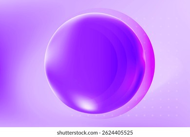 Esfera púrpura brillante, fondo de gradiente borroso de lavanda claro. con espacio de copia. Textura punteada Abstractas, diseño geométrico de la forma para el negocio corporativo, cartel de la tecnología digital o presentación