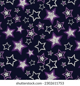 Glowing Purple stars pattern textile print pattern