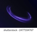 Glowing purple swirl PNG of bright lines. Abstract light effect for game design and vector illustration.