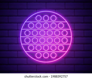 Glowing Push Bubble Colour Fidget Toy,Neon Sensory Toy Bubble Popper Pop It Toy for Anxiety Adults, Kids and Autism Stress Reliever flat vector design.
