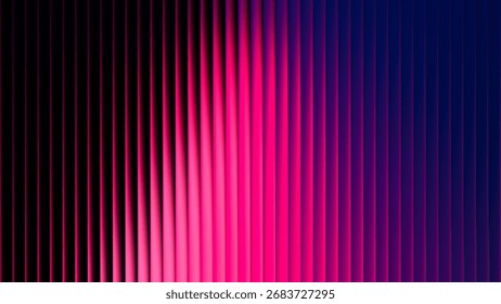Glowing pyramid shape formed by vibrant deep pink violet light shining through fractal glass. Ribbed glass surface adds texture and dimension, creating optical depth with futuristic feeling. Vector
