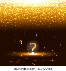 Glowing question mark with sparks