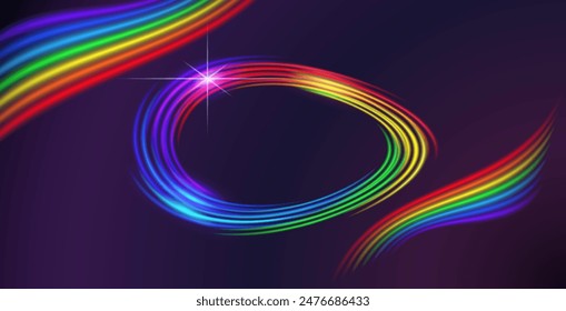 Glowing Rainbow Color Round Frame. Perfect vector clip art for your design.