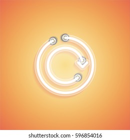 Glowing realistic neon icon for web, vector illustration