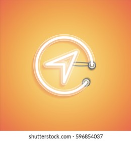 Glowing realistic neon icon for web, vector illustration