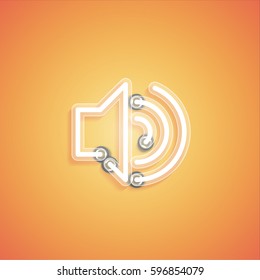 Glowing realistic neon icon for web, vector illustration