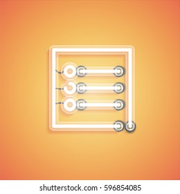 Glowing realistic neon icon for web, vector illustration