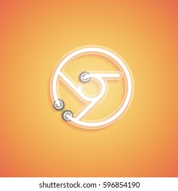 Glowing realistic neon icon for web, vector illustration