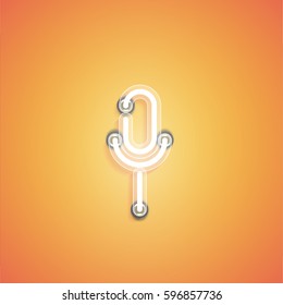 Glowing realistic neon icon for web, vector illustration