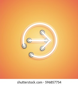 Glowing realistic neon icon for web, vector illustration