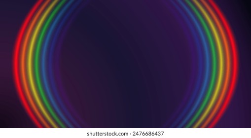Glowing Realistic Rainbow Round Frame Background. Perfect vector clip art for your design.