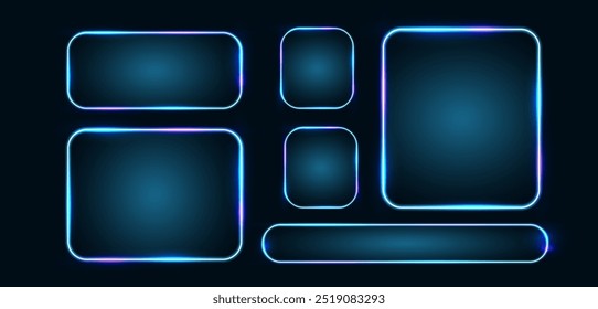 Glowing rectangle line, square light, glow shape, and soft rectangle blue glow