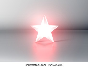 Glowing red 3D star rating, vector illustartion