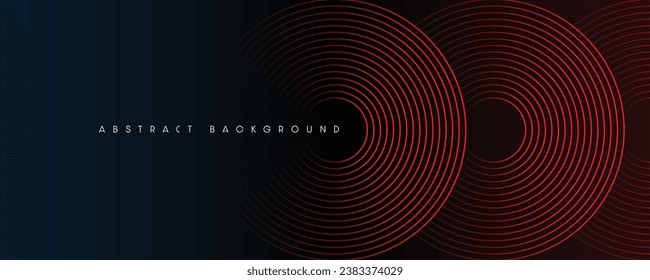 Glowing red abstract geometric curves on gradient background. Modern banner template design with space for your text. Vector illustration