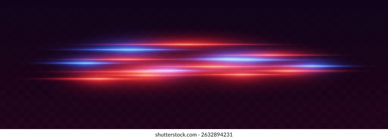 Glowing red and blue neon light traces. On a dark gradient background