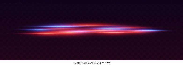 Glowing red and blue neon light traces. On a dark gradient background