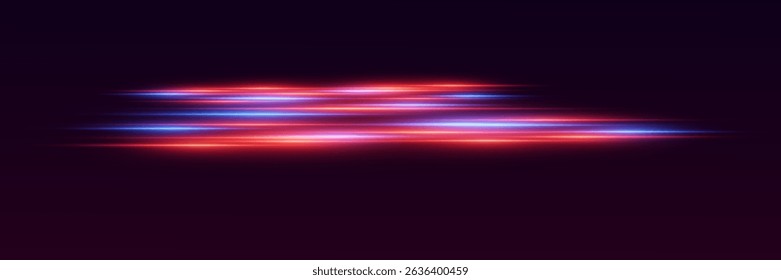 Glowing red and blue neon light traces. On a dark gradient background