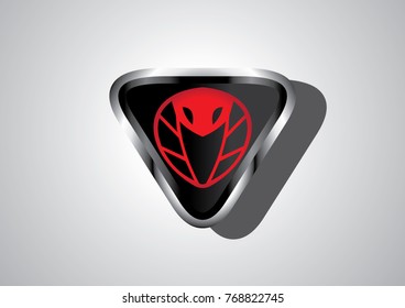 glowing red cobra snake logo isolated on shield 3D
