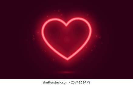 Glowing red heart frame on black background. Valentine's day concept. Vector stock
