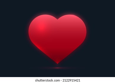Glowing red heart on dark background vector illustration.