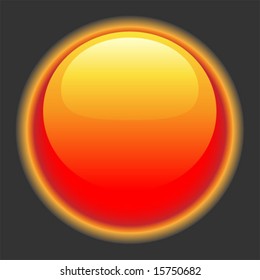 Glowing red hot button for website or interface.  Vector art.