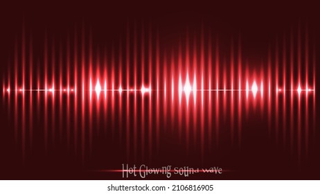 Glowing red hot sound wave with dotted frequency lines and neon effects style. Smoldering lines composition wallpaper.