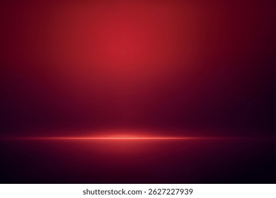 Glowing red light along horizon in moody dark red black gradient scene