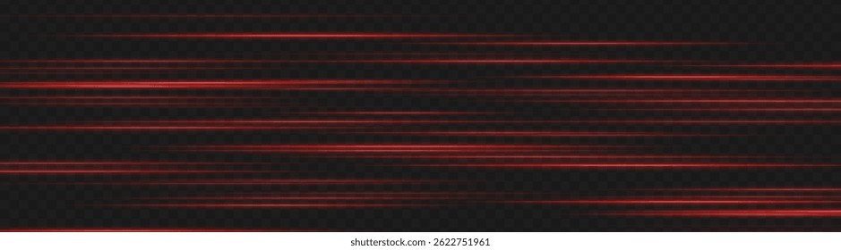 Glowing red light trails creating layered motion blur on dark background. Perfect for futuristic UI, digital speed elements, or sci-fi data animations.