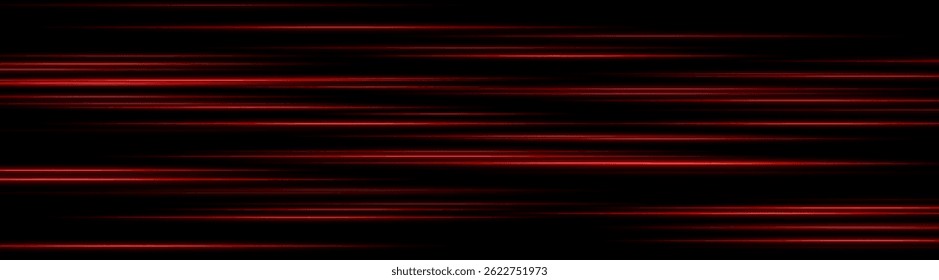Glowing red light trails creating layered motion blur on dark background. Perfect for futuristic UI, digital speed elements, or sci-fi data animations.