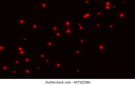 Glowing red lights Star on a black background