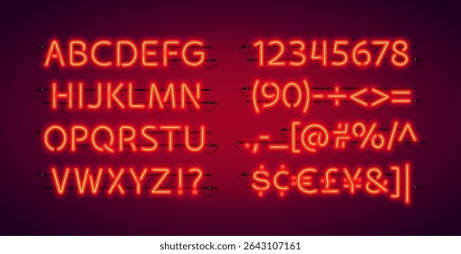 Glowing Red Neon Font. Perfect for poster design, nightlife advertising, music covers, and vintage-inspired branding.