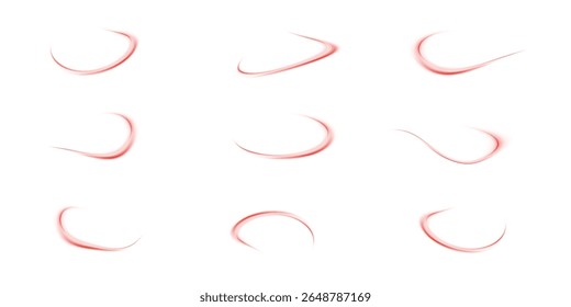 Glowing Red Neon Light Trails. Abstract Vector Background with Luminous Curved Stripes, High-Tech Motion Lines, and Fiery Swirl Effects for Futuristic Visual Design.PNG