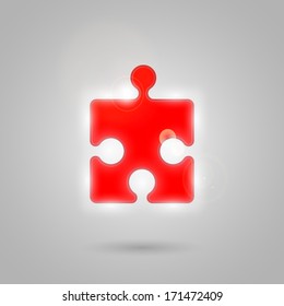 Glowing red piece the puzzle. Vector
