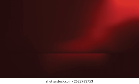 Proyector rojo brillante o haz de luz en una Ilustración vectorial de fondo oscura de la habitación del estudio. Adecuado para su uso como fondo de Anuncio, telón de fondo, Fondo de pantalla y presentación.