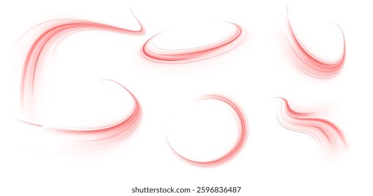 Glowing Red Stream of Light Flowing with Speed and Elegance, Evoking a Sense of Futuristic Technology and High-Speed Movement