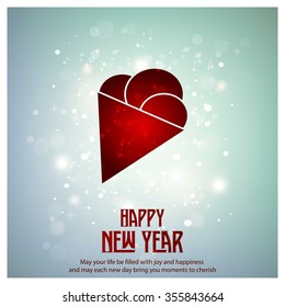 Glowing red typography with Ice Cream Icon on blue background - 2016 Happy New Year Greeting Card Design Creative Typography - Colorful Background