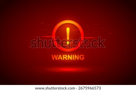 Glowing Red Warning Sign Vector with Light Alert Danger Caution and Attention