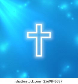 glowing religious cross sign background for christian festival vector