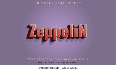 Glowing retro and editable text style effect Zeppelin text style theme