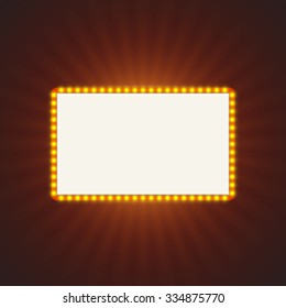 Glowing retro light banner for text. Vector illustration. 