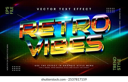 Glowing retro vibes editable vector text effect, with modern technology concept