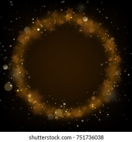 Glowing ring of Christmas golden sparkling snow ornament. And also includes EPS 10 vector